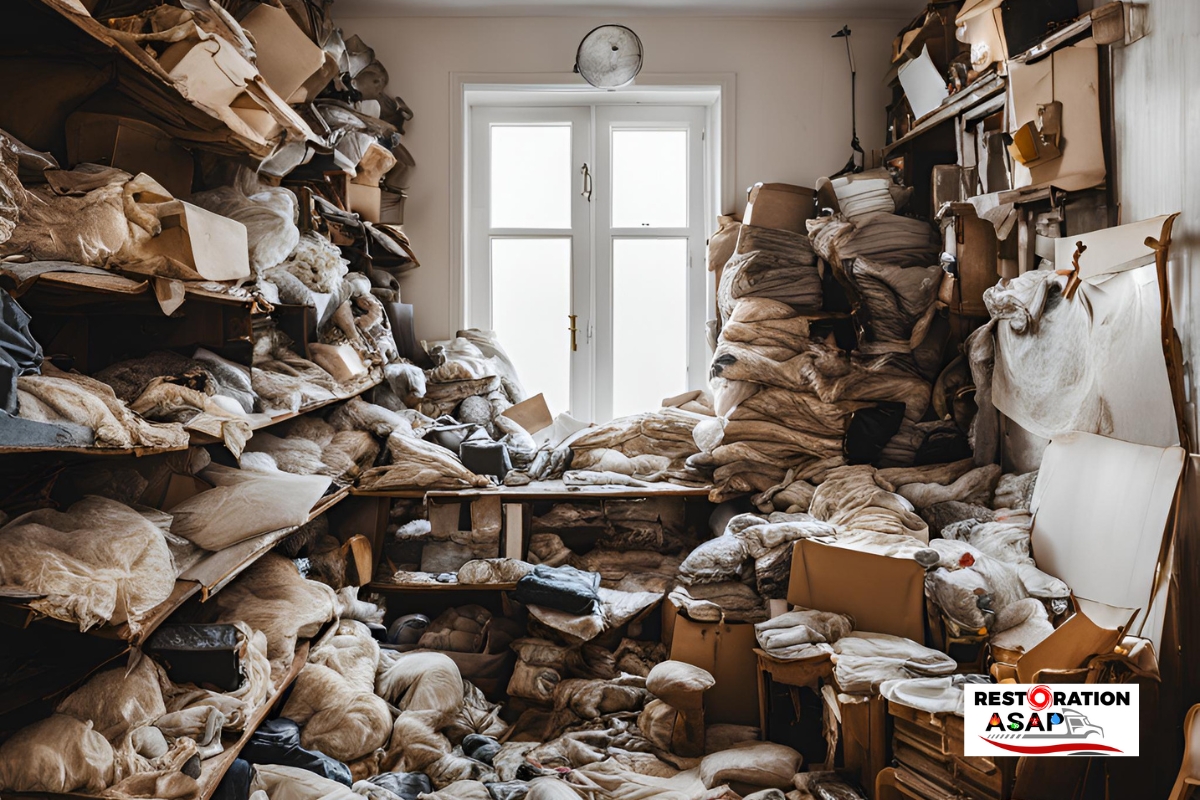 Hoarder and Hazardous Material Clean-Out Room with Shelves Restoration ASAP of Rhode Island