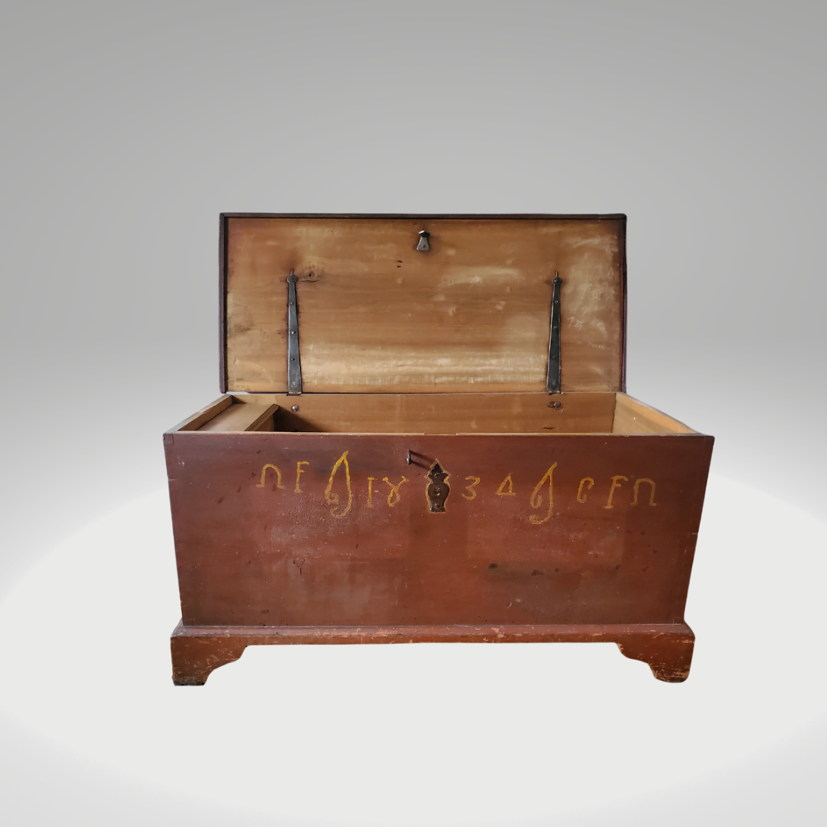The Old Cool Pennsylvania Dutch Pine Blanket Chest 1834